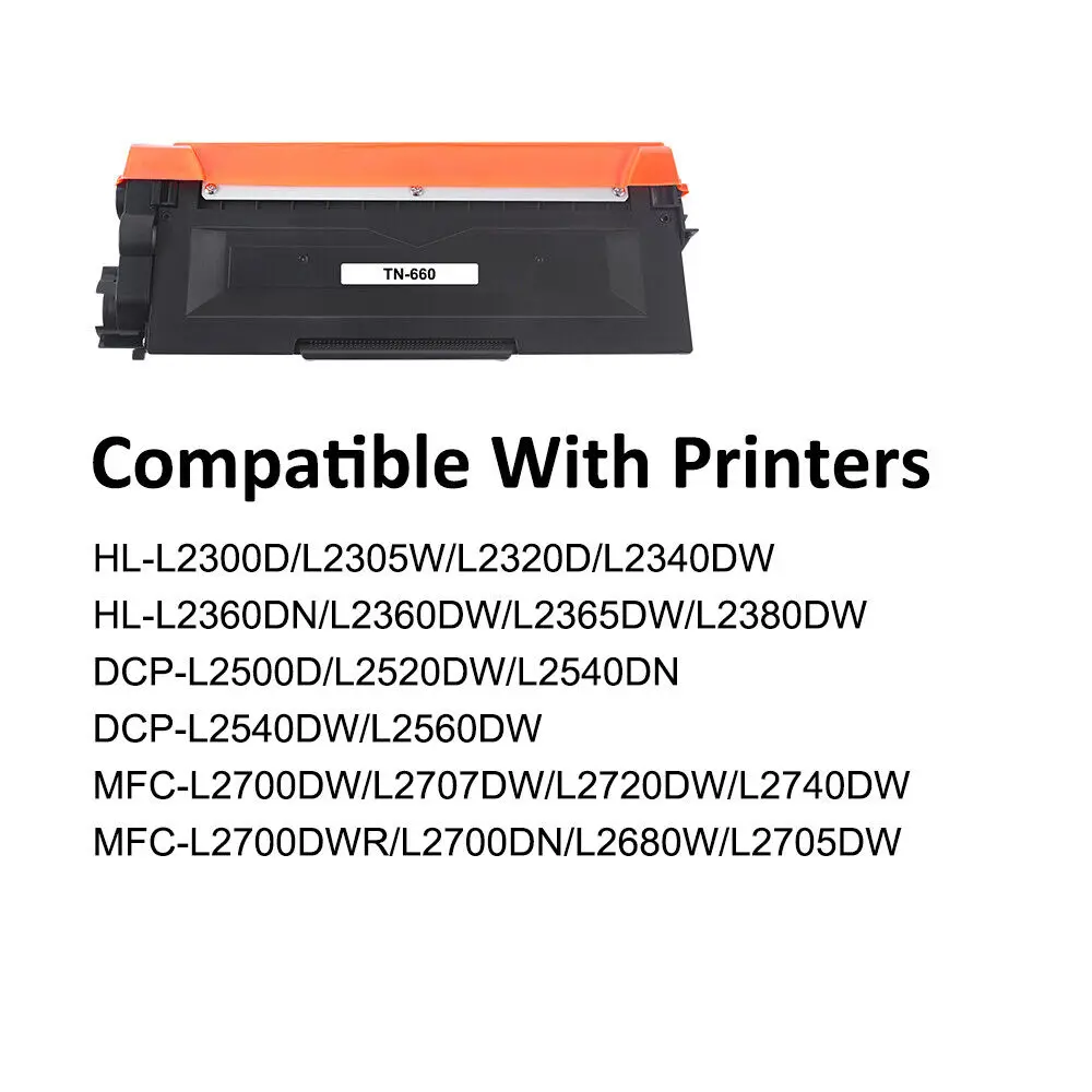 2PK TN660 Compatible With Brother TN-660 Toner Cartridge HL-L2340DW HL-L2380DW