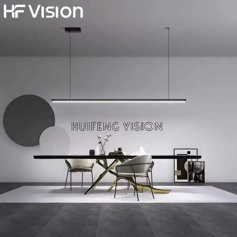 

Nordic Minimalist Linear Pendant Light Modern Designer LED Chandelier for Restaurant Dining Table and Bar Office Lighting