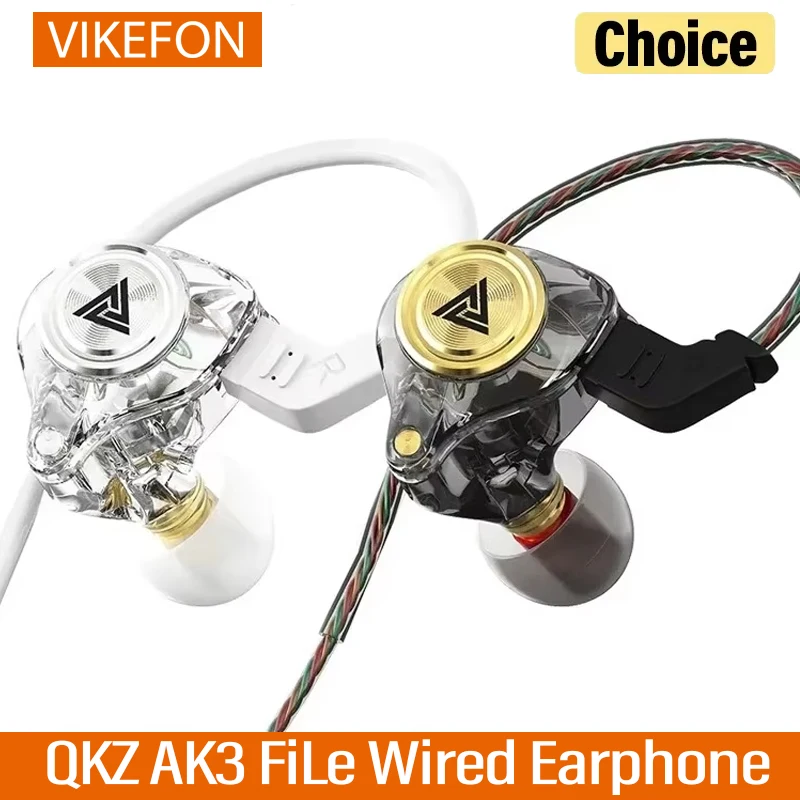 QKZ AK3 FiLe auriculares con cable con micrófono Monitor de música HiFi auriculares bajos auriculares con cancelación de ruido para auriculares deportivos para juegos