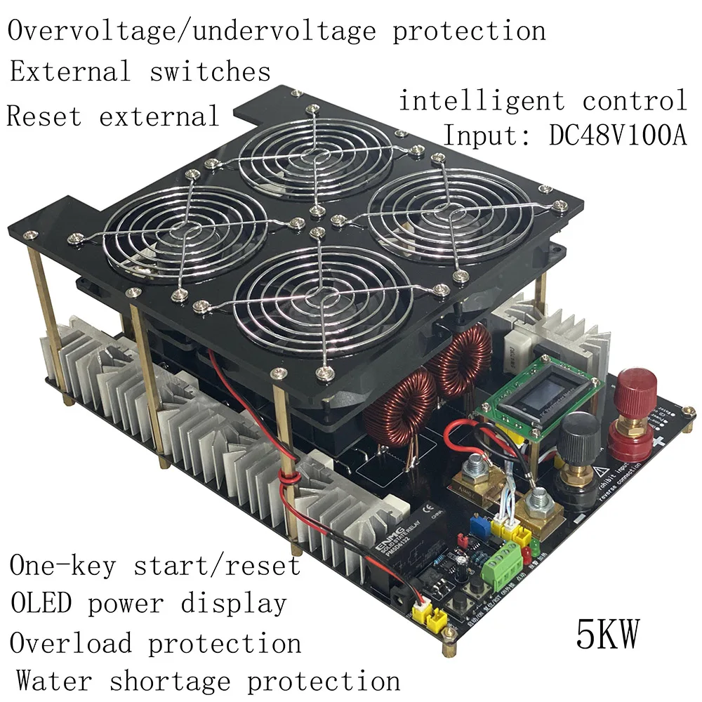 New 5000W ZVS Induction Heater Induction Heating PCB Board Heating Machine Melted Metal + Coil+Pump