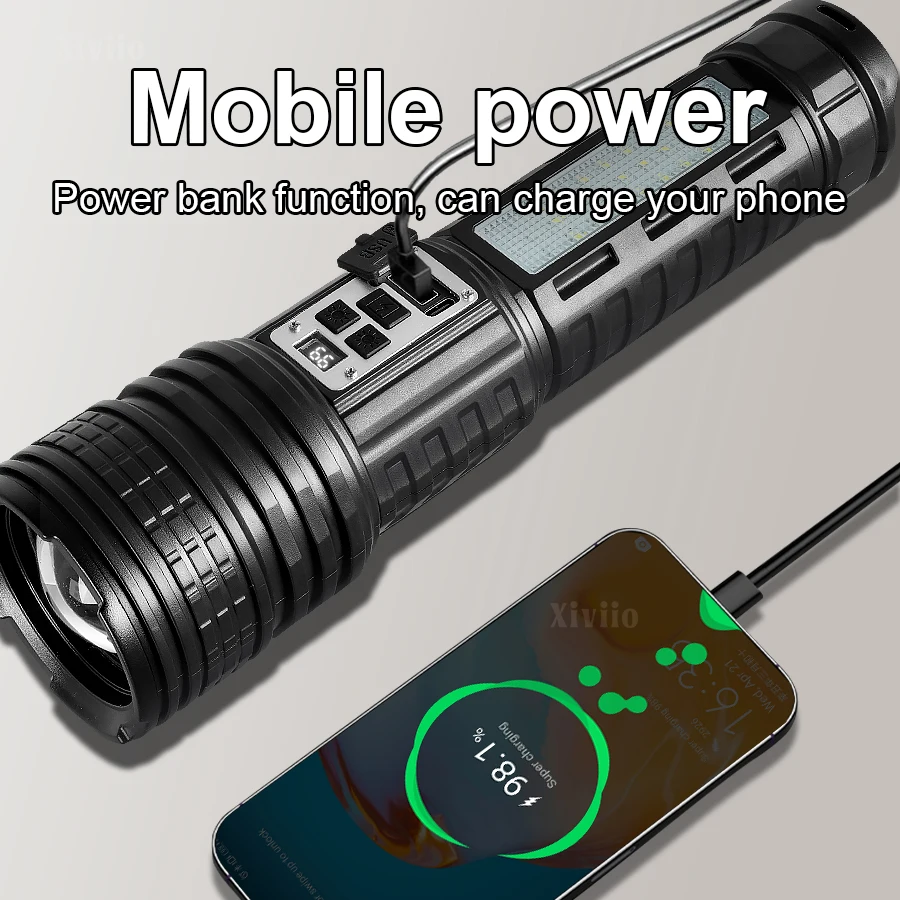 38000000LM Most Powerful LED Flashlight Ultra Bright Tactical Torch Long Range 5000M Zoom Light For Outdoor Camping Lantern