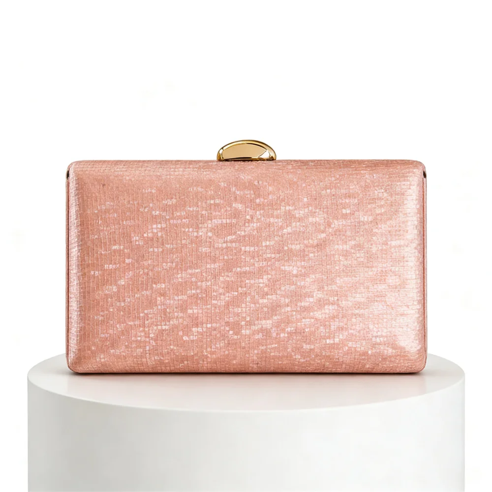 

Pink Minimalist Candy Color Square Clutch Lady Premium Fabric PU Party Handbag And Purse Magnetic Buckle Closure Evening Bag