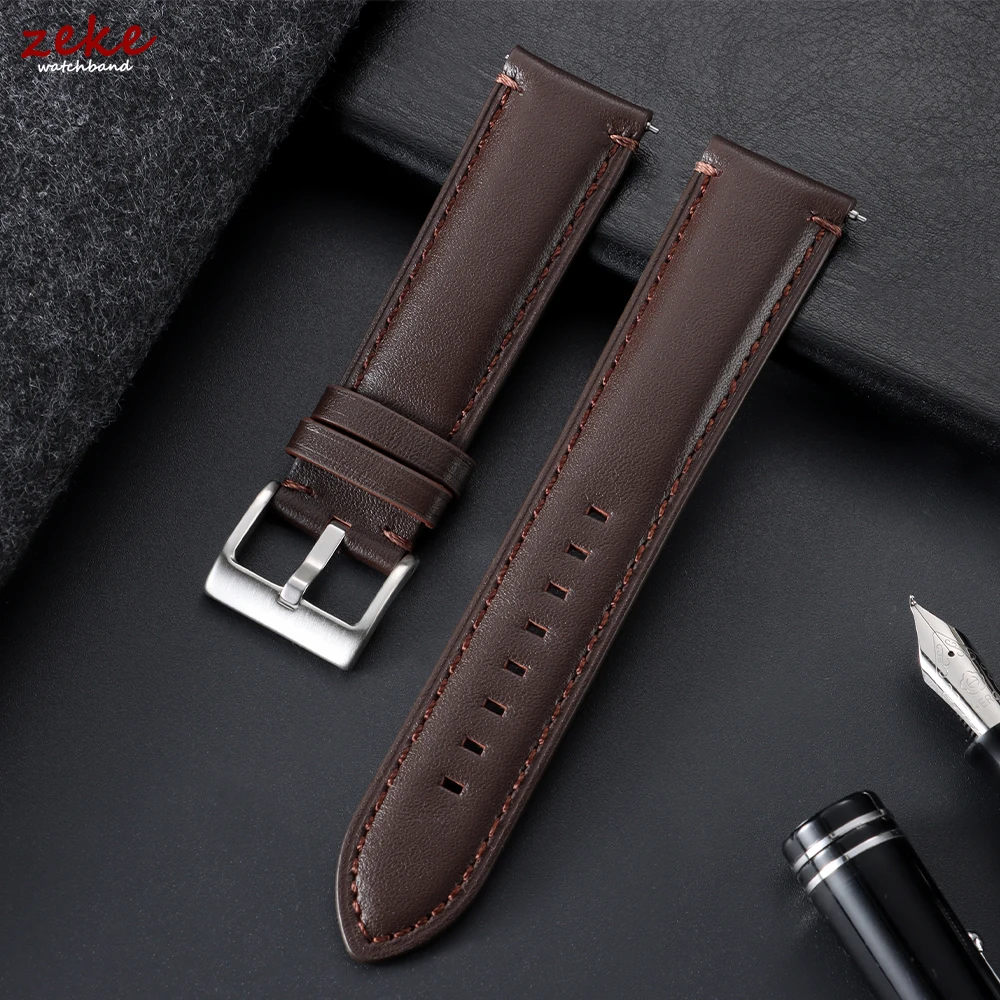 20mm 22mm 24mm Retro Calfskin Watch Band Women Men Wristband Brown Blue Universal Replacement Strap for Seiko Bracelet for Omega