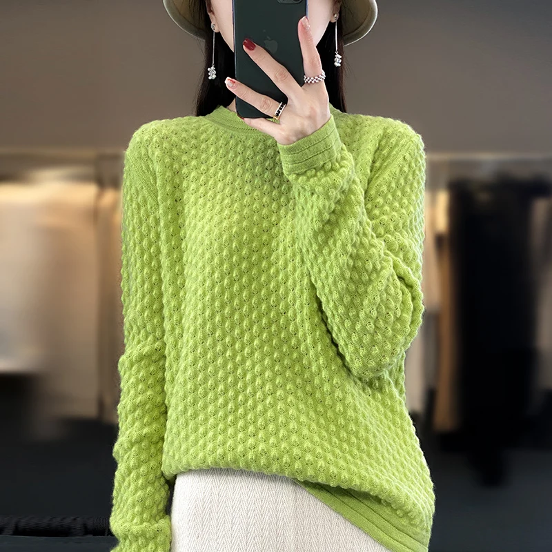 

BELIARST Women's Clothes 100% Pure Wool Top Autumn Winter New Knitwear Casual Loose Long Sleeve Fashion Korean Warm Sweater