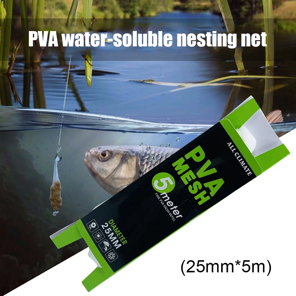 25mm 5m Water Soluble Bag Water-soluble Water Soluble Bait Holder Stocking Baiting Tool for Carp Fishing Tackle Net Accessory