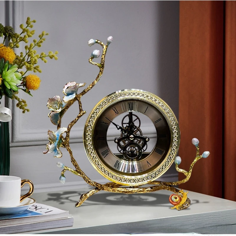 American retro wrought iron simple wall clock European metal gear home living room decoration