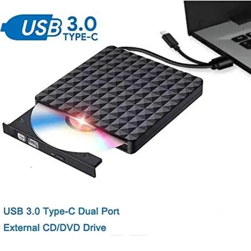 2in1 USB3.0 TypeC Slim External DVD RW CD Writer Drive Burner Reader Player Optical Drives For Laptop PC DVD Burner DVD