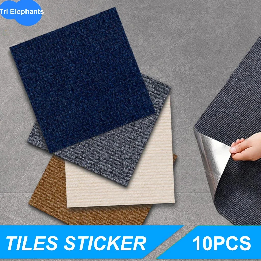 10pcs Self-adhesive Carpet Floor Tiles Sticker 30*30cm Easy Peel And Stick Wall Sticker silent anti slip Home Office Gym Decor