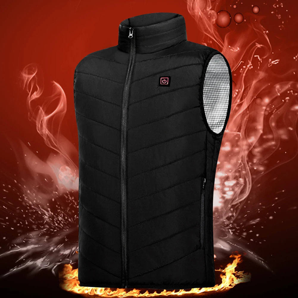 Unisex Electric Heated Vest 9 Heating Areas Electric Heated Jackets Lightweight with Zip USB Charging Camping Outdoor Sportswear