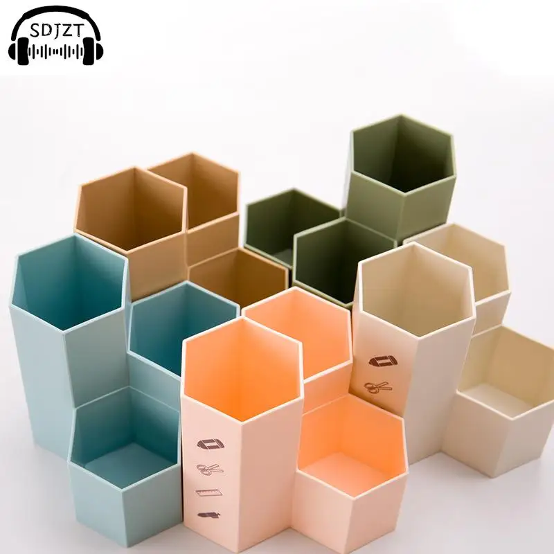 حامل قلم العسل بلوري بسيط ، سعة كبيرة ، مكتب متعدد الوظائف ، صندوق تخزين القرطاسية ، اكسسوارات المكتب