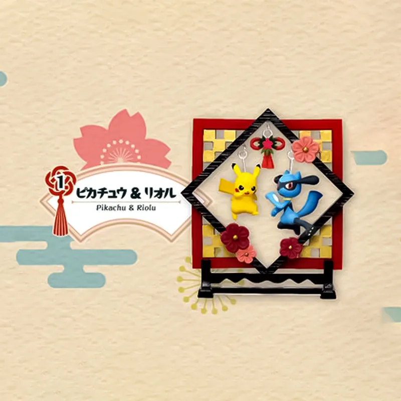 Rement Genuine Pikachu Japanese Style Window Swinging Miniature Scene Paper Lantern Tatami Mat Pokemon Blind Box Collectible view 2