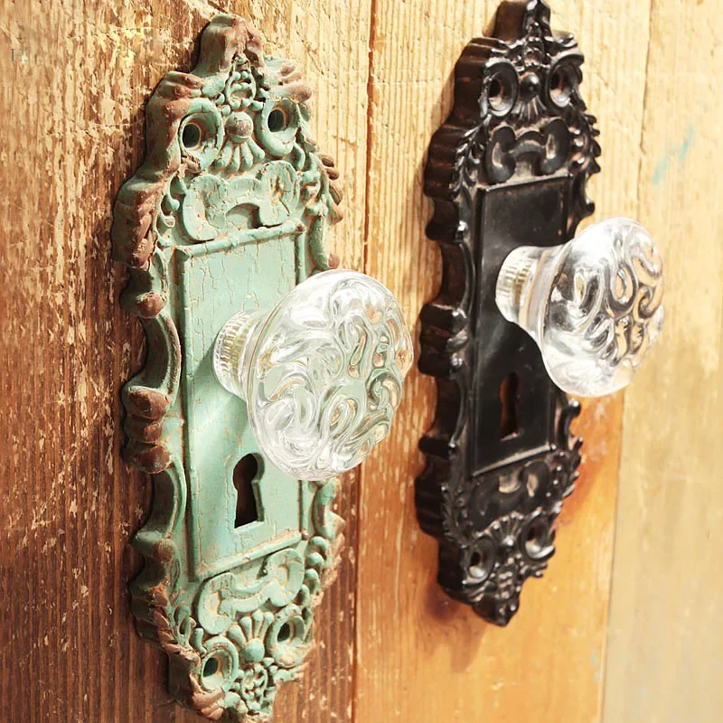 Mediterranean Wall Mounted Door Handles European Antique Wooden Door Handles Vintage American Garden Door Handles