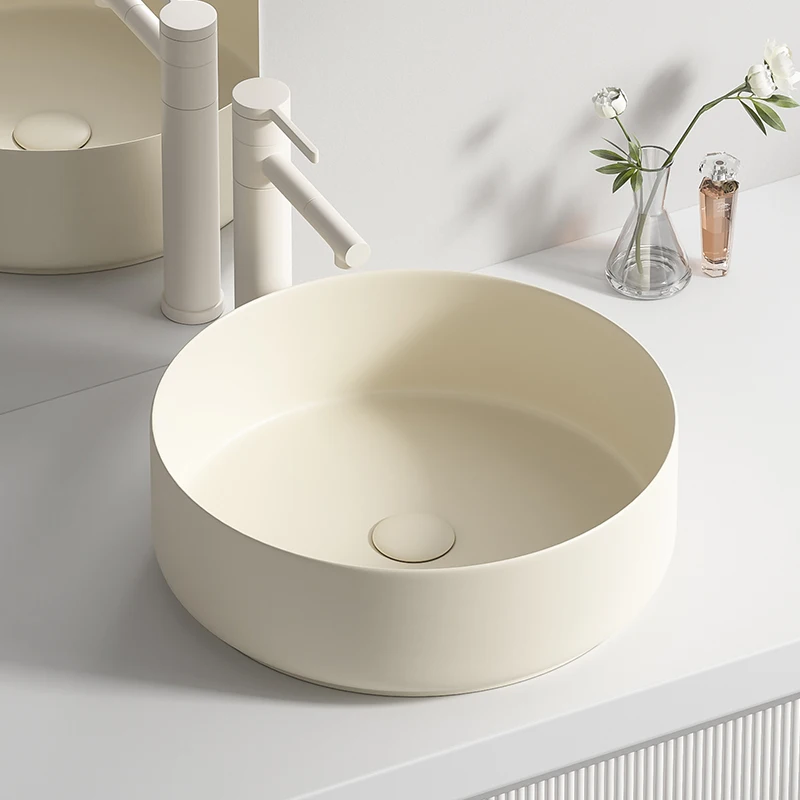 

Cream air circular table basin household sink ceramic sink toilet wash basin balcony wash tools hotel home decoration