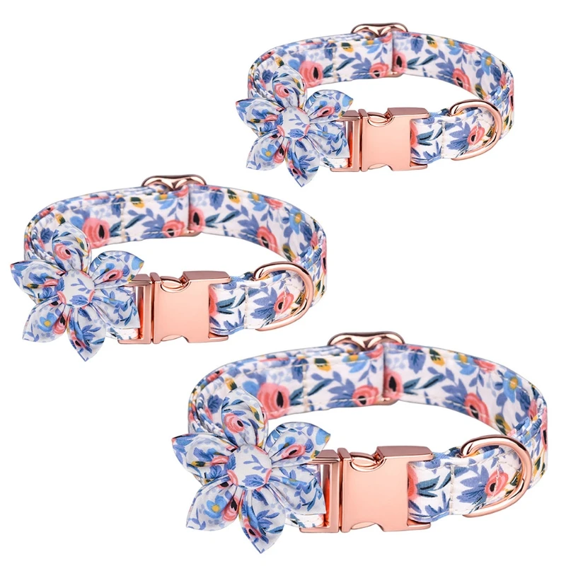 

Pets Dog Collar Beautiful Printed Floral with Hardware Buckle Comfortable Safe