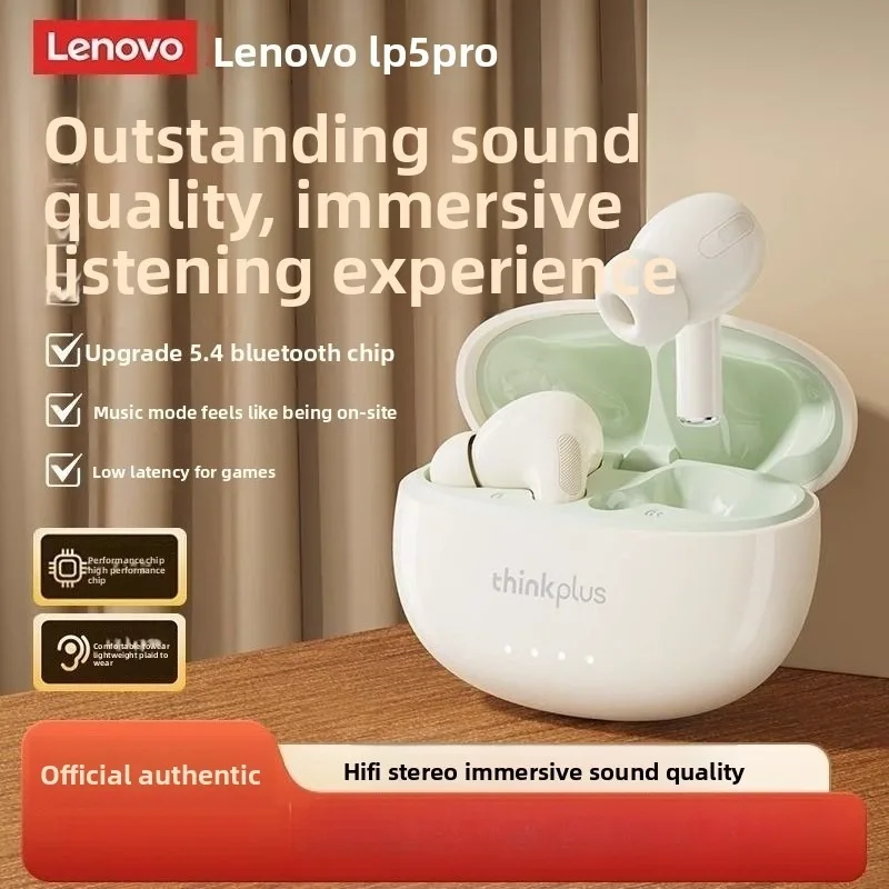 

Беспроводные Bluetooth-наушники Lenovo LP5 Pro: высококачественный звук, 10-мм динамические драйверы, шумоподавление при звонках ENC.