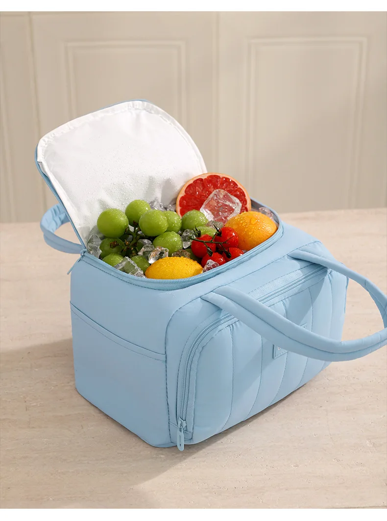 Gesteppte, isolierte, auslaufsichere, isolierte Lunchbox, großes Fassungsvermögen, Reise-Lunchbox, Lunch-Tragetaschen für Arbeit, Reisen, Strand oder Picknick – Detail 11