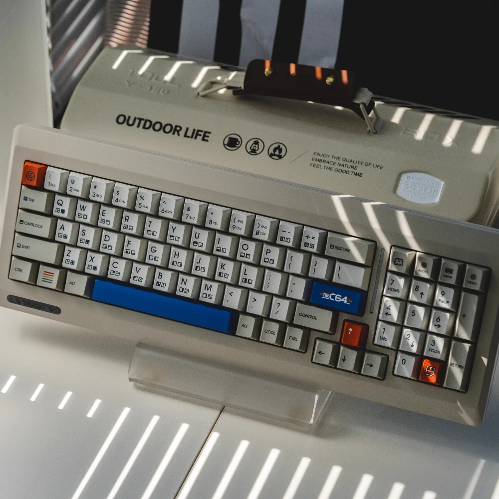 C64 Remake Theme Keycap Set 180keyPBT Custom Simple Retro Gray Keyboard Cap Cherry Profile Gaming KeyCap for Mechanical Keyboard