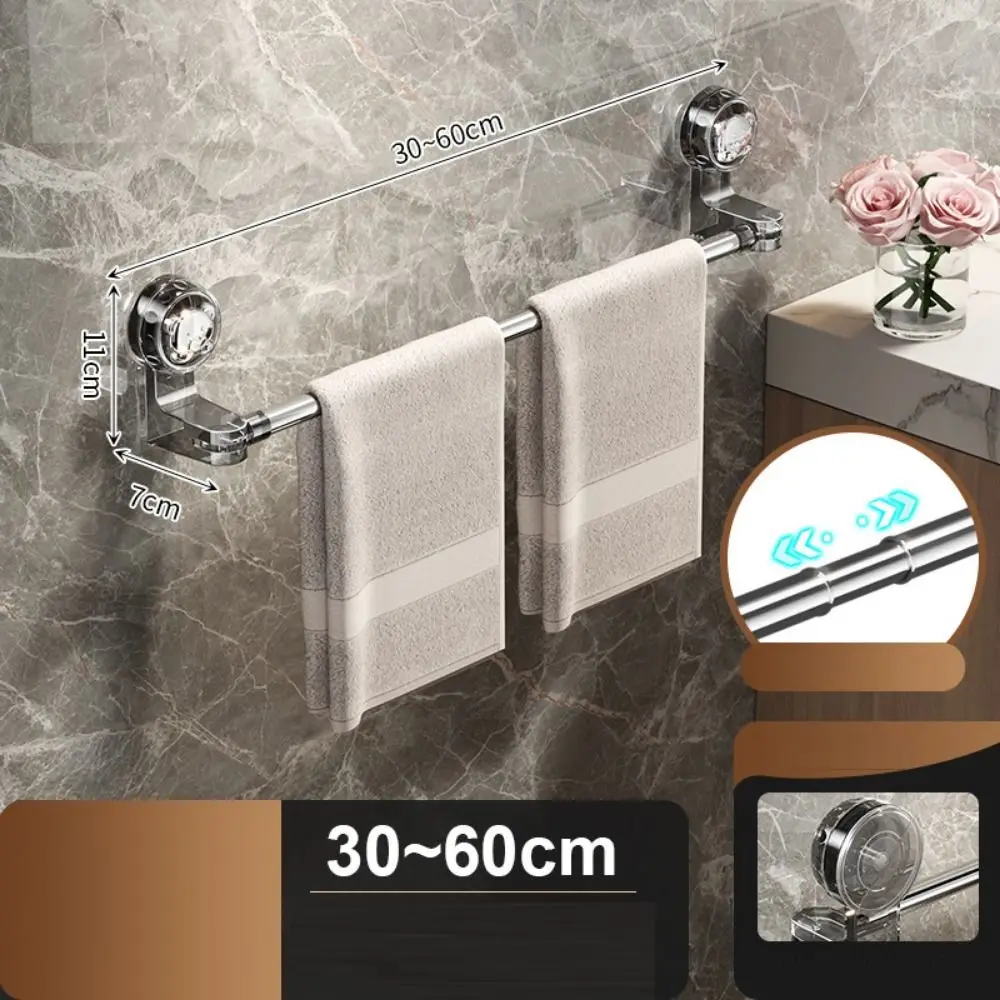 Suction Cup Retractable Towel Bar Non-punching Rotated Bath Towel Holder Water-proof Removeable Single Towel Rail Rod Kitchen