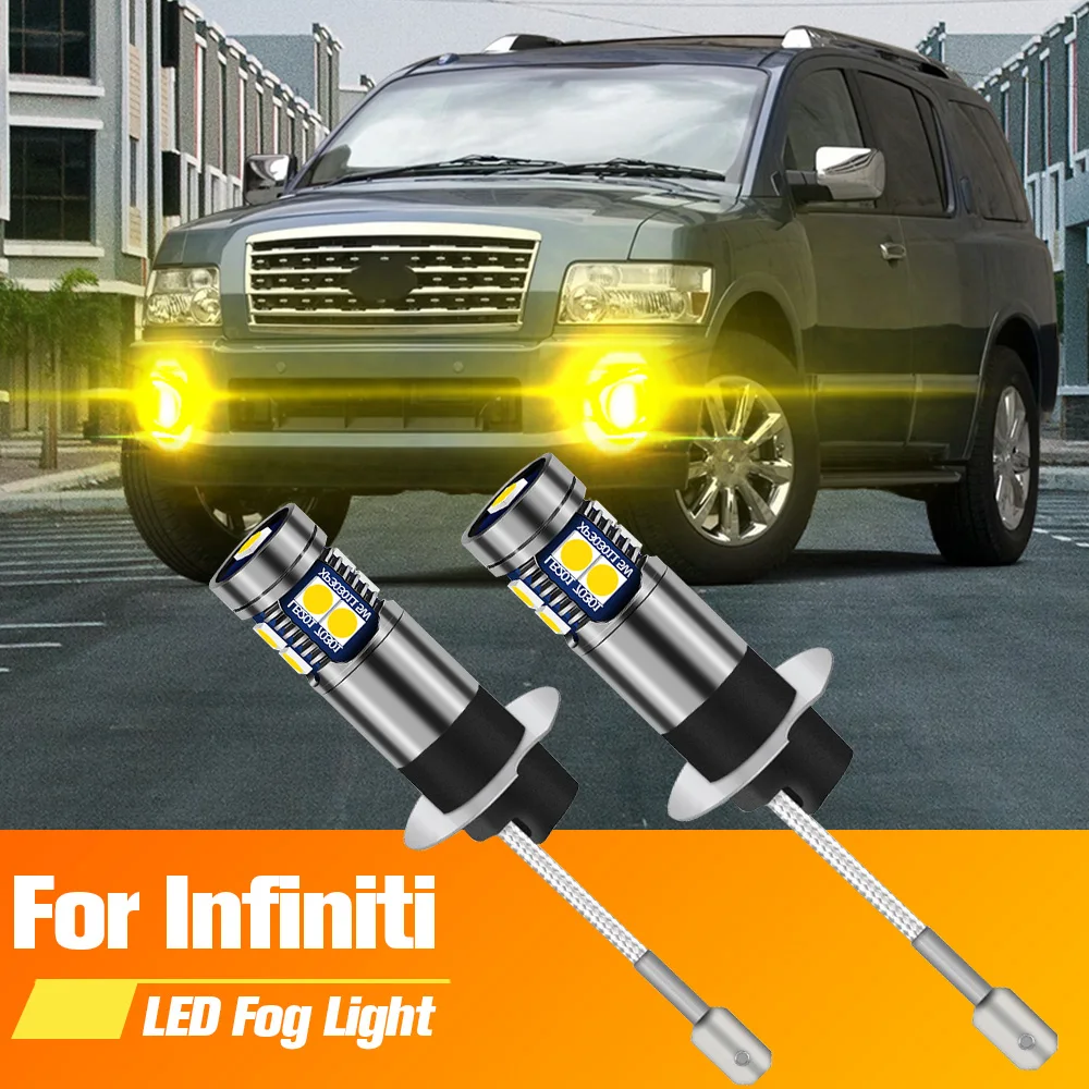 

2pcs LED Fog Light Blub H3 Lamp Canbus No Error For Infiniti I30 QX4 M45 2000 2001 2002 2003 2004 QX56 2004-2010