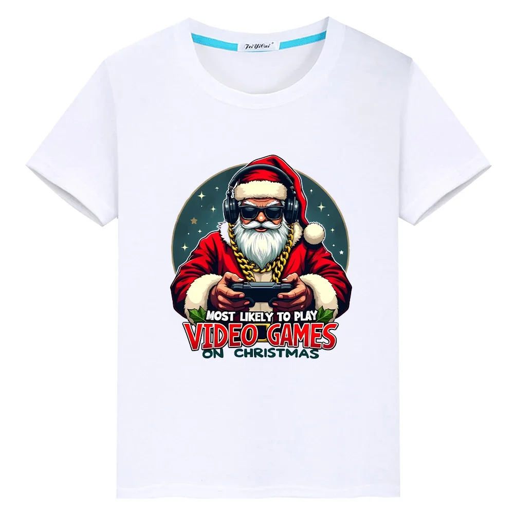 

Merry Christmas Graphics t shirt for kids boy 10years Cotton Tops anime Short y2k one piece Santa Claus Cute Tees girls clothes