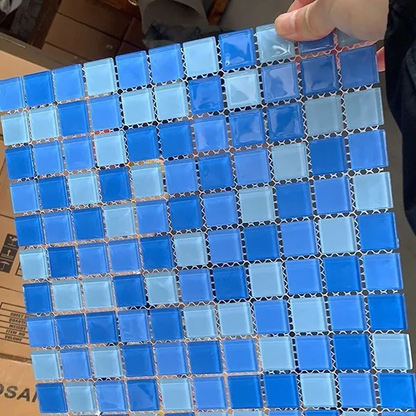 Crystal glass mosaic tile mirror background wall bathroom pool wall sticker self-adhesive fish pool swimming pool puzzle