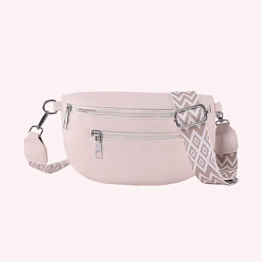 

Women Stylish Crossbody Bag with Wide Strap Vintage Chest Bag Multi-pocket Simple Shoulder Bag Female Daily Bag
