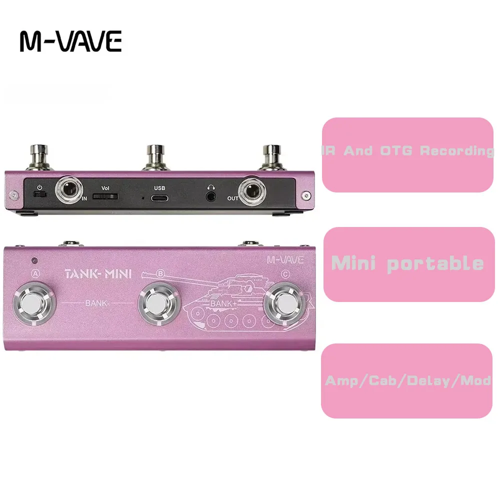 M-VAVE Tank تأثير صغير الغيتار باس دواسة دعم الأشعة تحت الحمراء وتسجيل OTG المدمج في أمبير/كابينة/تأخير/Mod/FX و Reverb Guitarra جزء #1