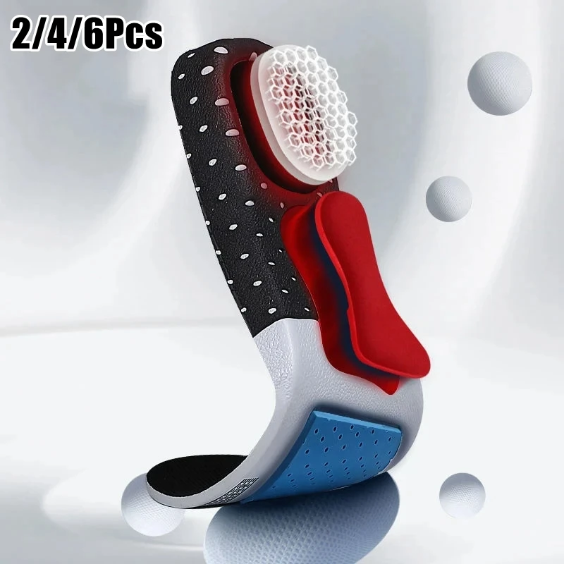 2/4/6 pièces soutien de la voûte plantaire fasciite plantaire semelle orthopédique chaussures semelles pour pieds hommes Silicone absorbant les chocs antidérapant coussinets de chaussures