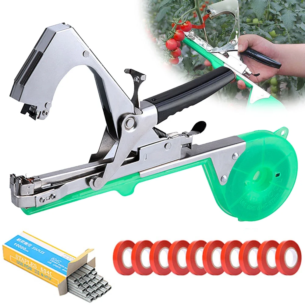 Tying Machine Plant Garden Plant Tapetool Tapener +10 Rolls Tape Set for Vegetable Grape Tomato Cucumber Pepper Flower