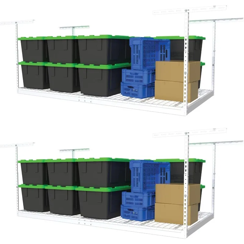 Paquete de 2 estantes de almacenamiento para garaje, estantes de techo para garaje, estantería de organización, estante colgante ajustable, 4X8