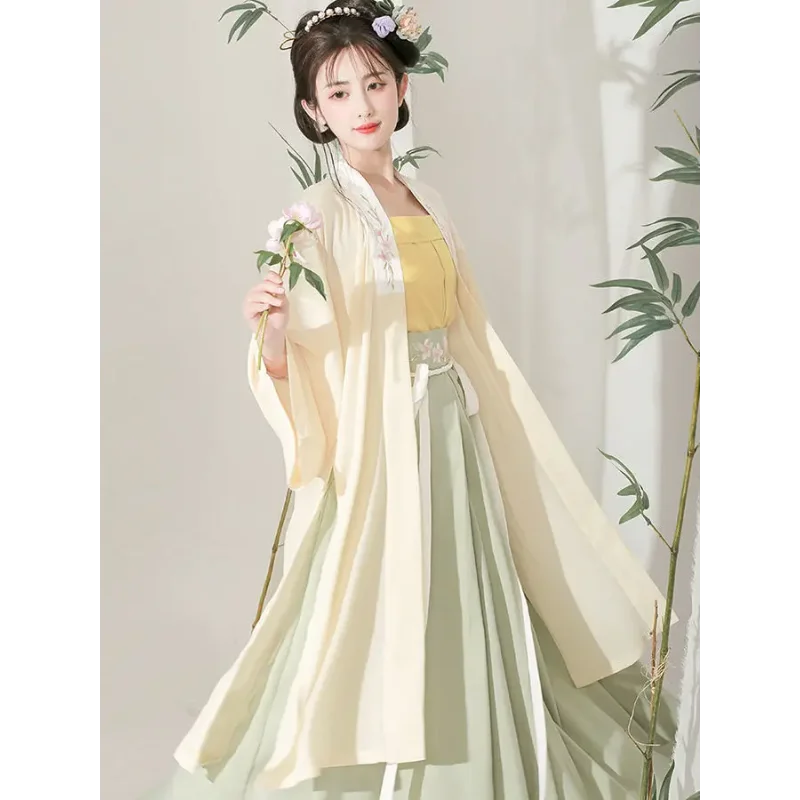 

Chinese Hanfu Dress 3PCS Set Flowing Maxi Dress Chinese Ancient Women Embroidery Dress Costume Halloween Role Play Clothing