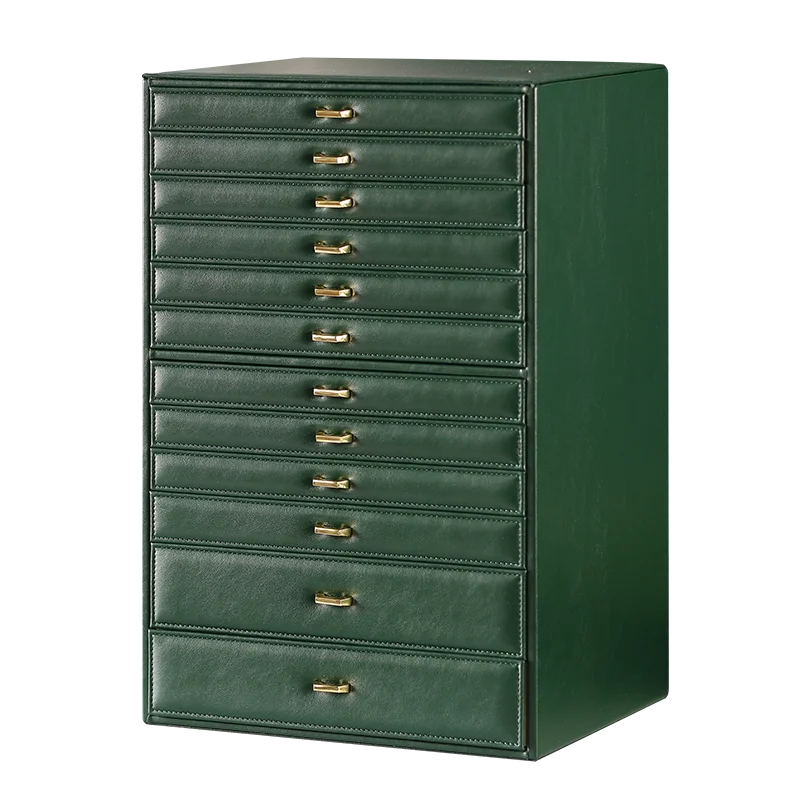 Large Capacity Jewelry Organizer Box with 12 Drawers Jewelry Display Collection PU Storage Necklace Holder for Anniversary