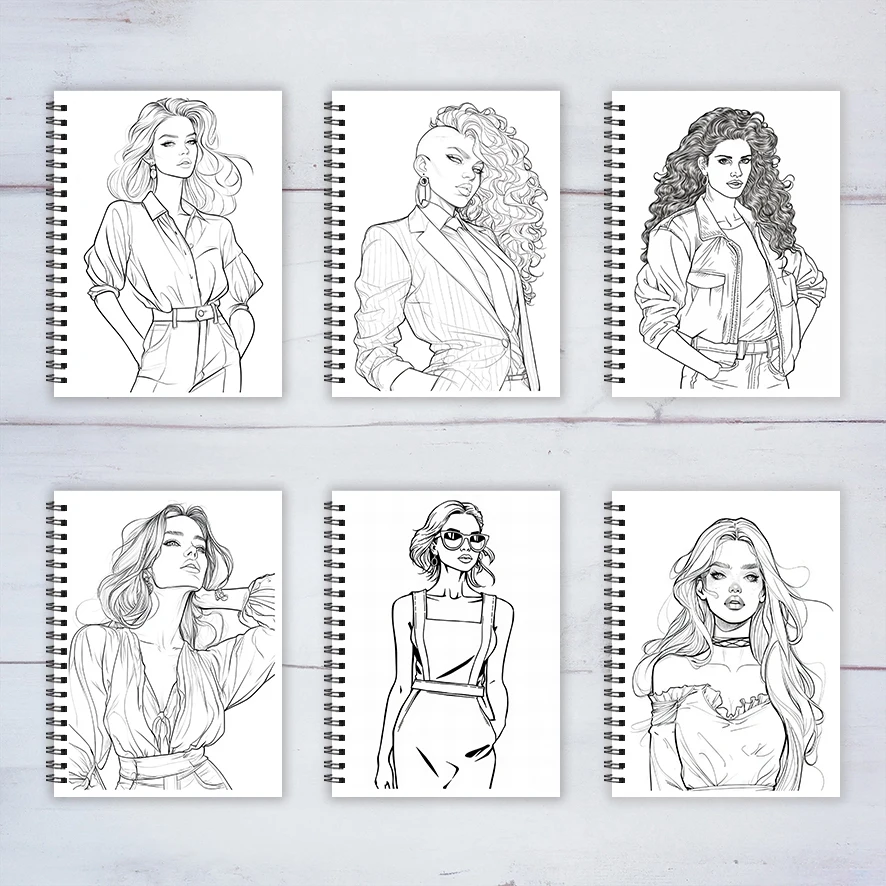 Adult Coloring Book 8.3x11.2 Inches 22 Pages Beauty Character Design Stress Relief Emotion Positivity Focus