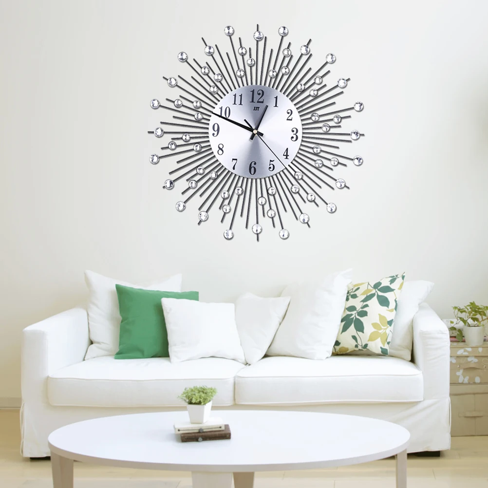 

Wrought Iron Modern Minimalist Silent Movement Metal Art Clocks for Walls Modern Clock Diamond Clock Home Decor