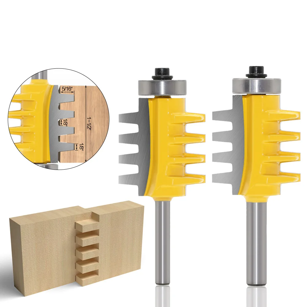 

1PC 1/4" 6MM 8MM 6.35MM Shank Milling Cutter Wood Carving Rail Reversible Finger Joint Glue Router Bit Cone Tenon Woodworking