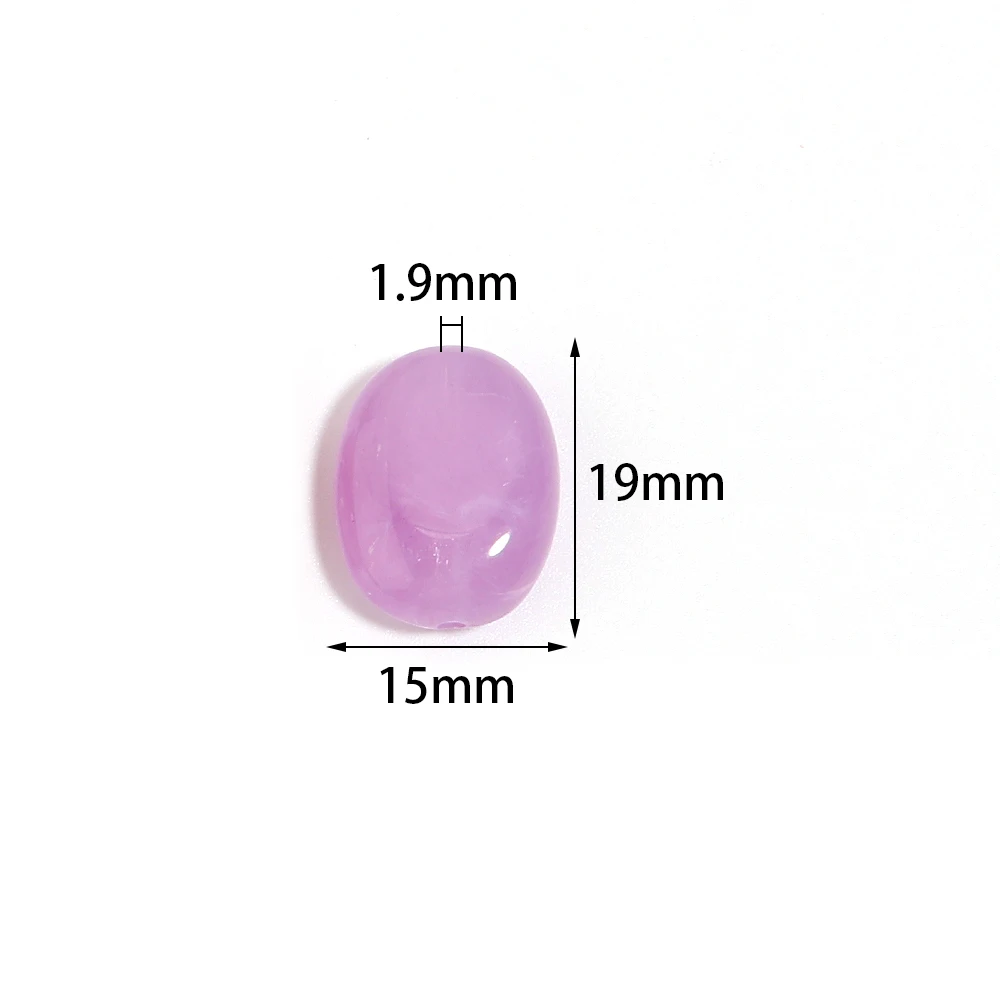 20pcs 15x19mm Double Color Oval Acrylic Beads Imitation Jade Stone Loose Spacer Beads For Jewelry Making DIY Bracelet Necklace image 2