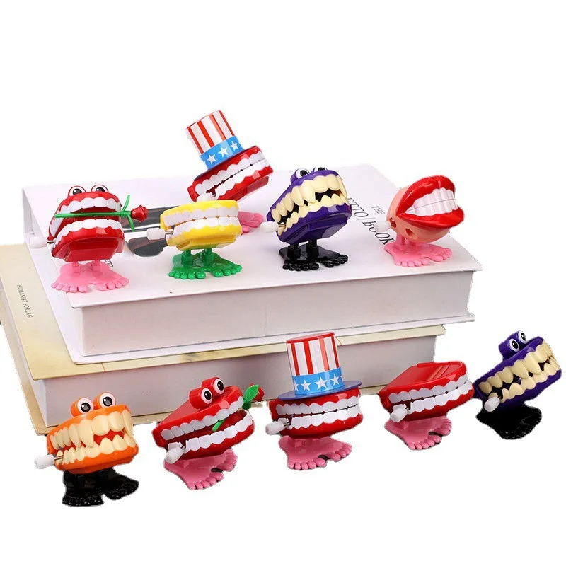 1-5Pcs Jumping Teeth Novelty Clock Toy Fun Christmas Halloween Kids Clockwork Toy Plastic Jumping Teeth Dental Dentist Gift