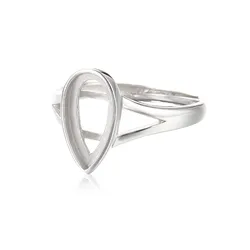 Ring Blank for 8x10mm/6x12mm/10x14mm/13x18mm/18x24mm Teardrop Cabochon 925 Silver Adjustable Ring Component