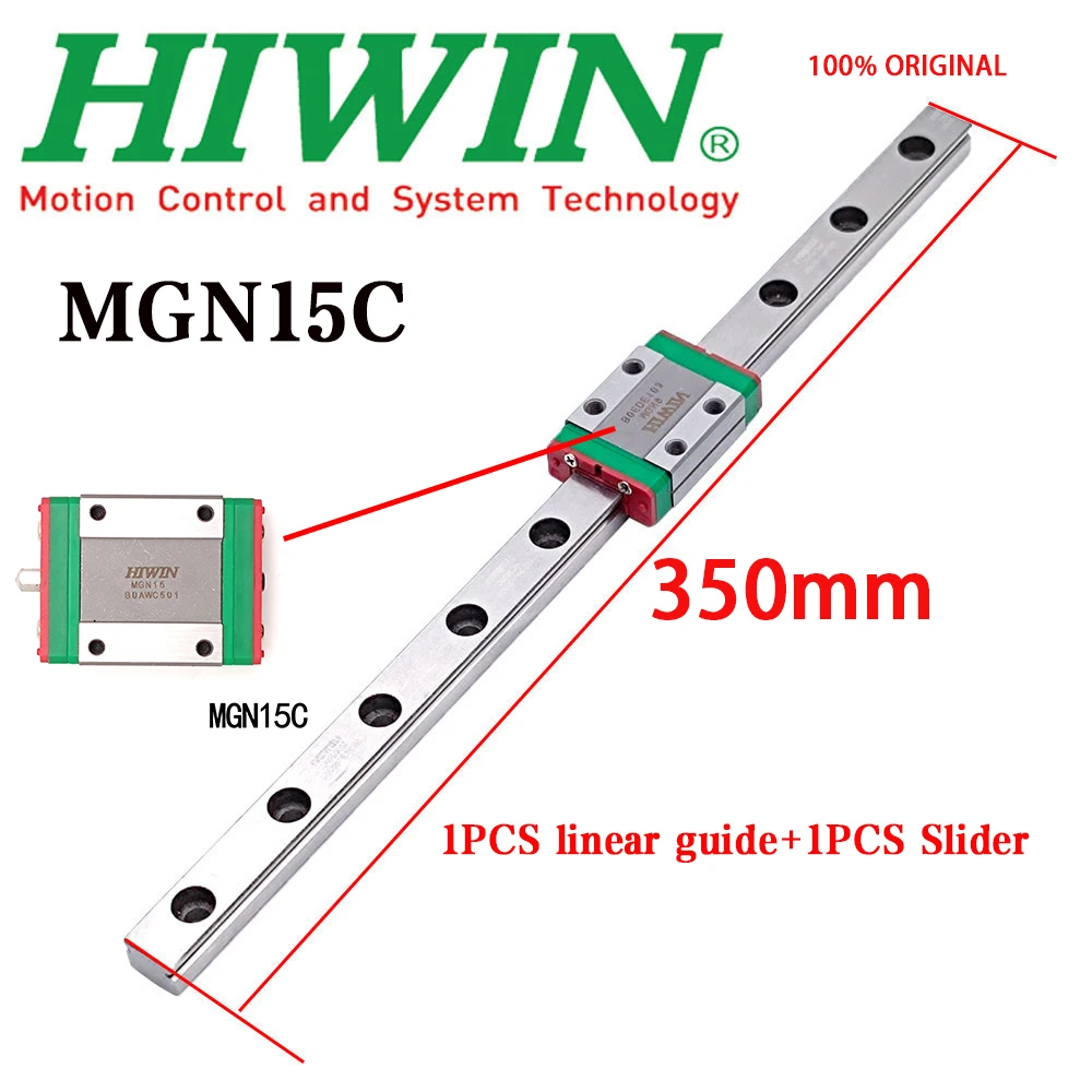 

NEW HIWIN Original Genuine MGN15 MGN15C Miniature Linear Guide Rail 350mm MGN15 Linear Guide+MGN15C Slider Block For 3D Printer