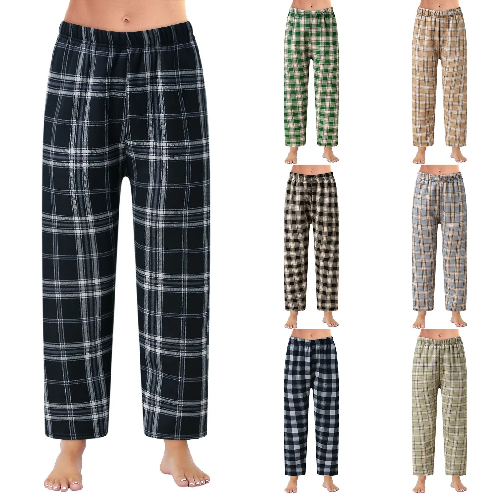 Women Casual Plaid Pajama Pants Soft Pants Loose Homewear Sleepwear Pants