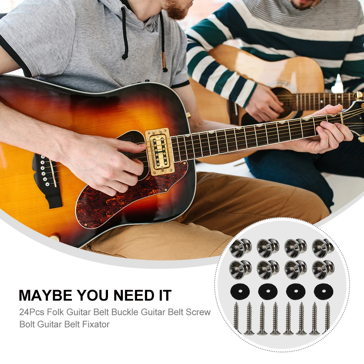 

24 Pcs Guitar Strap Buckle Non slip Tail Nail Fixator Durable Metal Foam Easy Installation Firm Fixation Accessories