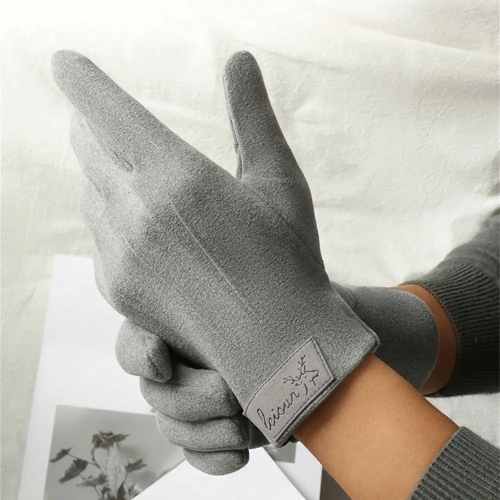 Fashion Thickened Warm Gloves Windproof Coldproof All Finger Gloves Anti Slip Touch Screen Mittens for Autumn and Winter