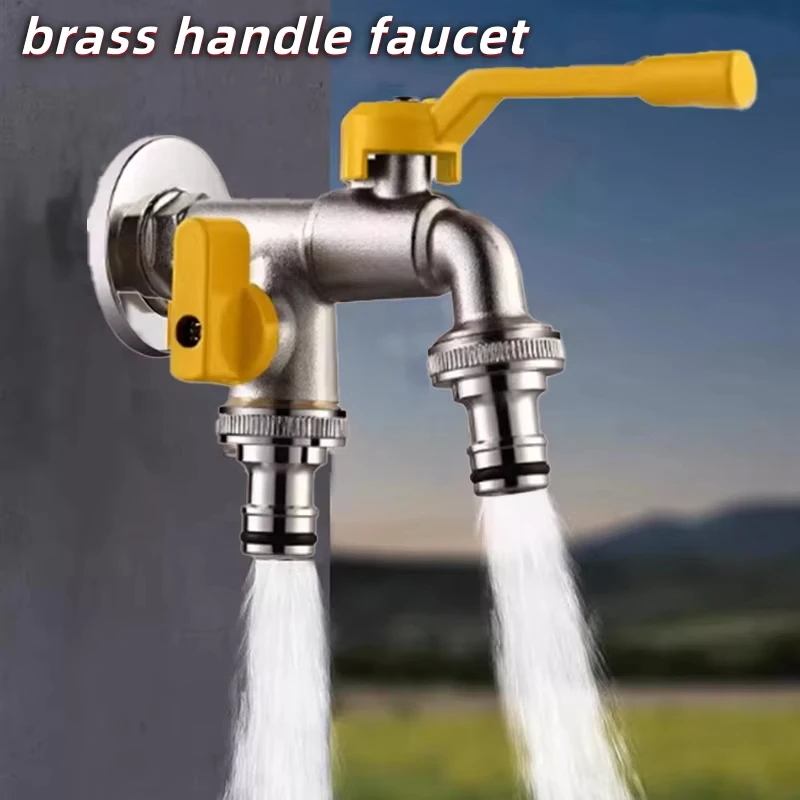Outdoor brass faucet, 1/2 inch internal and external threads, simple switch, lever handle, water supply tap, ball valve