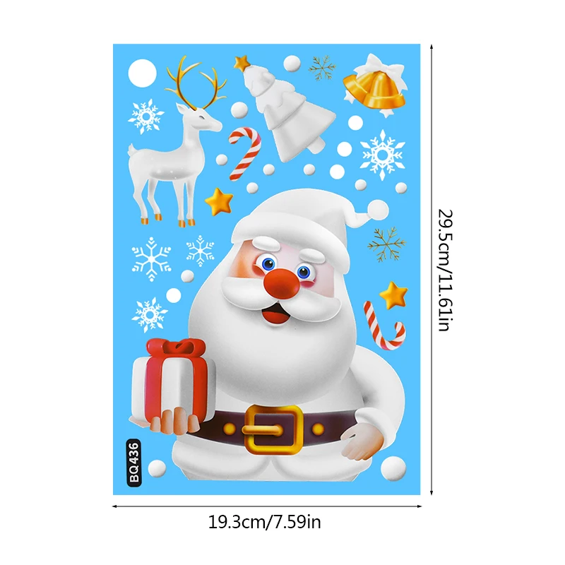 クリスマス静電ガラス窓ステッカー漫画サンタクローストナカイ雪だるまクリスマスツリー2025メリークリスマスホームデコレーション