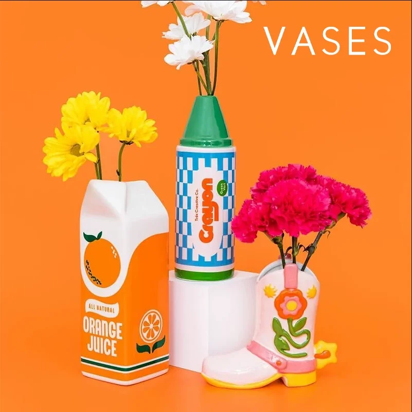 Ceramic Vases, Creative Oranges Fruits Ceramic Utensils Home Decor Living Room Flower Planters Hydroponic Vases Home Ornaments