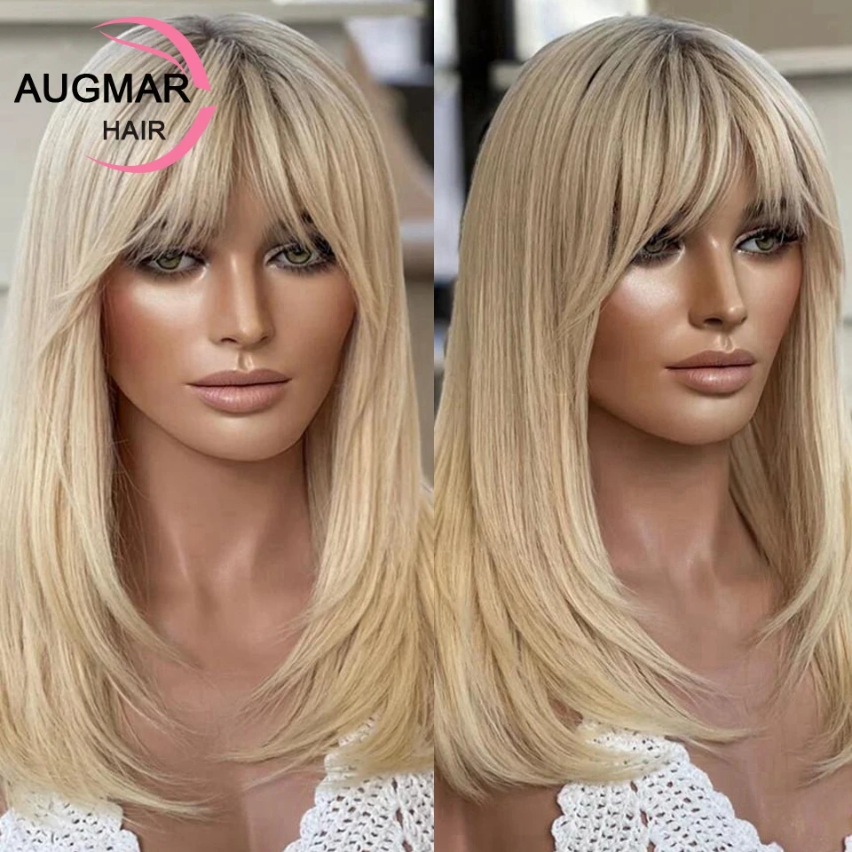 

200 Density Short Blonde Bob Human Hair Wigs With Bangs 13x6 HD Lace Frontal Wig Transparent 360 13x4 Lace Front Wigs For Women