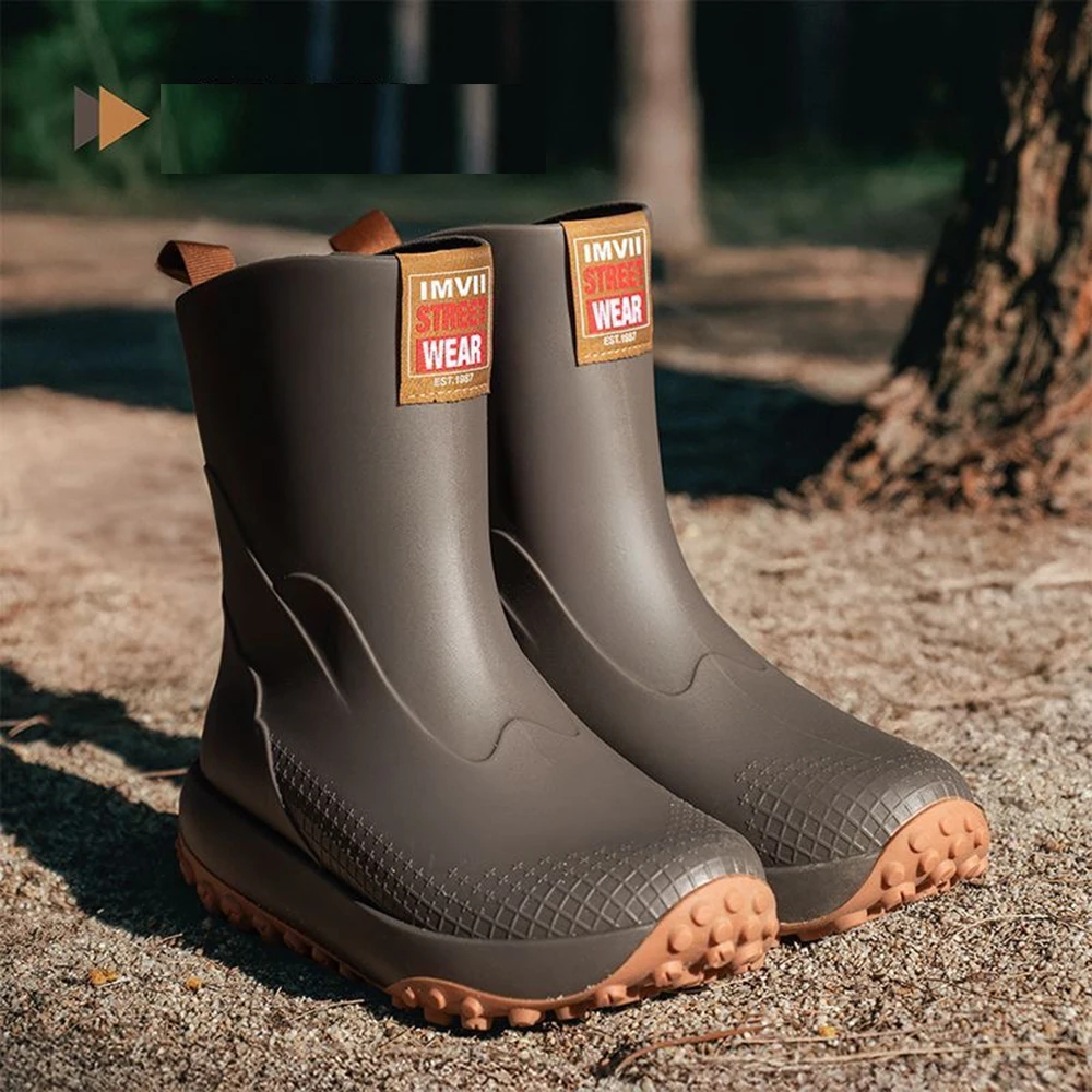 Men's High-Quality Rain Boots, Featuring a Workwear Style, Suitable for Outdoor Work, Commuting, Fishing, and Kitchen Use, with