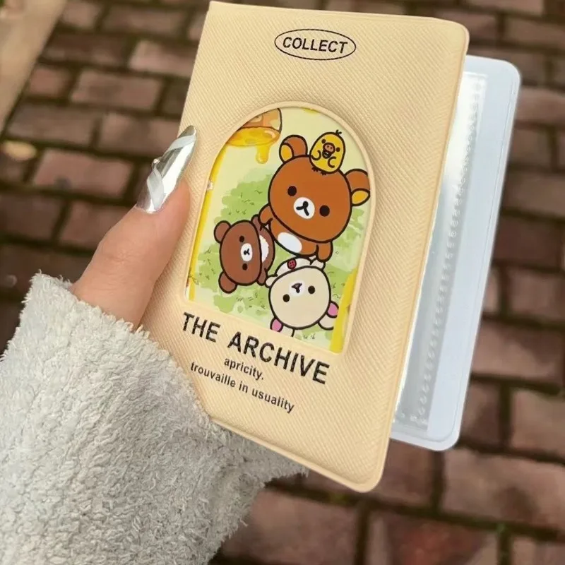 Cute Rilakkuma 3-inch card book, antique photo album, star chasing photo card, 20 inner pages, small book storage book