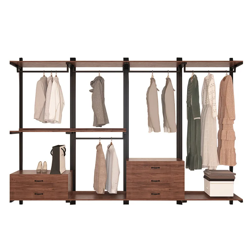 

Open wardrobe cloakroom, metal hanger wrought iron loft hanging type