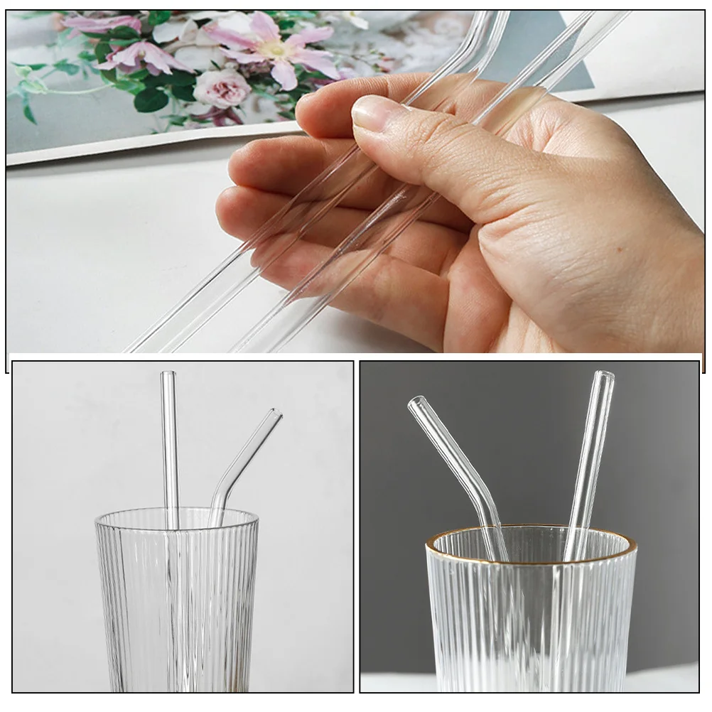 

1Set Reusable Glass Straws Clear Sturdy Drinking Tubes for Party Coffee Smoothie Eco Friendly Bpa Free Dishwasher Safe